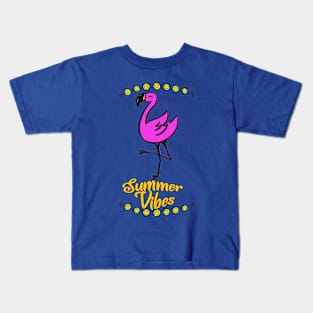 Summer Vibes Pink Flamingo Kids T-Shirt